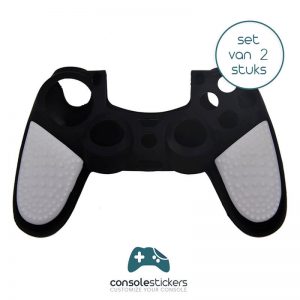 SET VAN 2 - PS4 Controller Siliconen Hoes PRO Grip Zwart Wit
